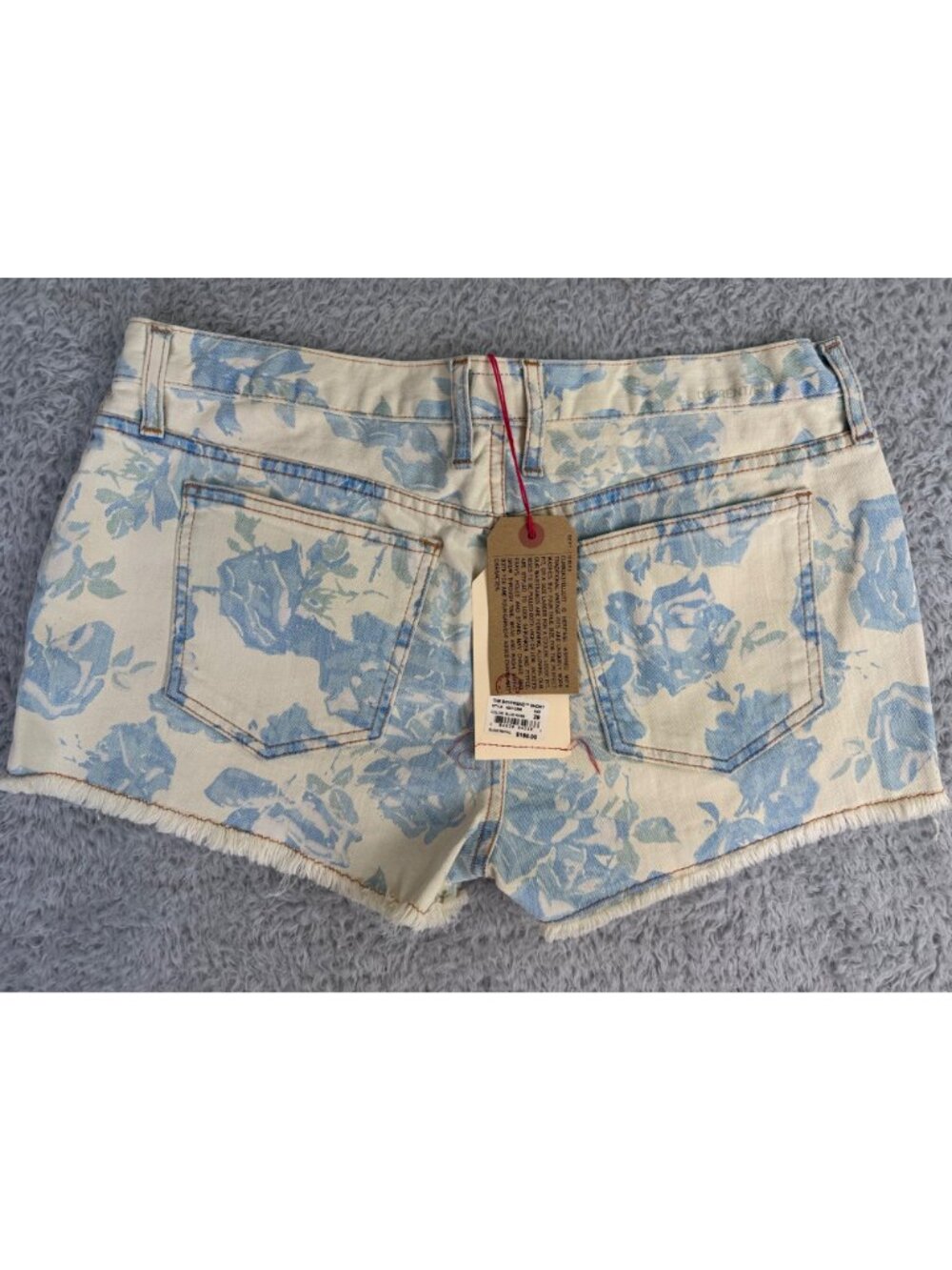 Current/Elliott Boyfriend Shorts Blue Rose Floral Denim Womens 29 Hippie Retro - Picture 2 of 13